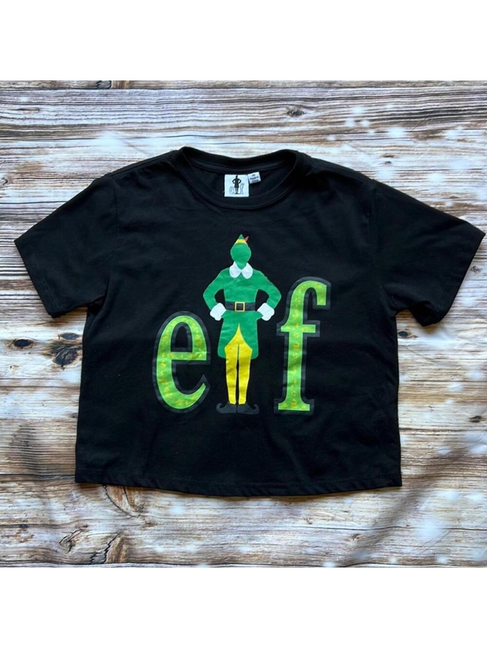 🎄Women's ELF Crop Top Shirt ELF MOVIE Christmas Black ELF Shirt